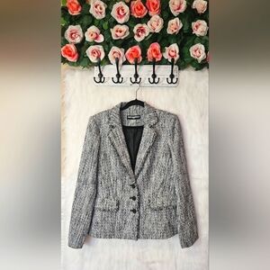 Karl Lagerfeld Paris Classic Knit Fringe Blazer